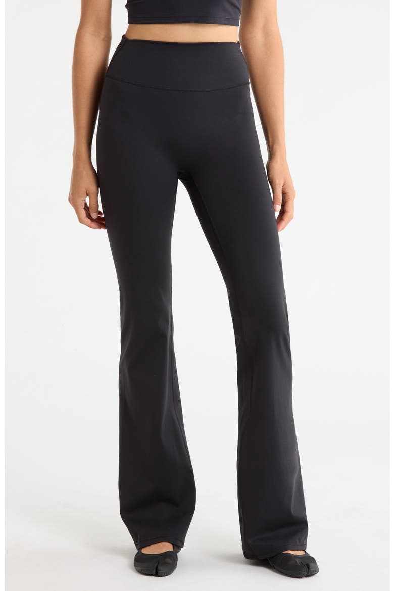 Matte Slim Flare Leggings, Main, color, NSKM OBSIDIAN