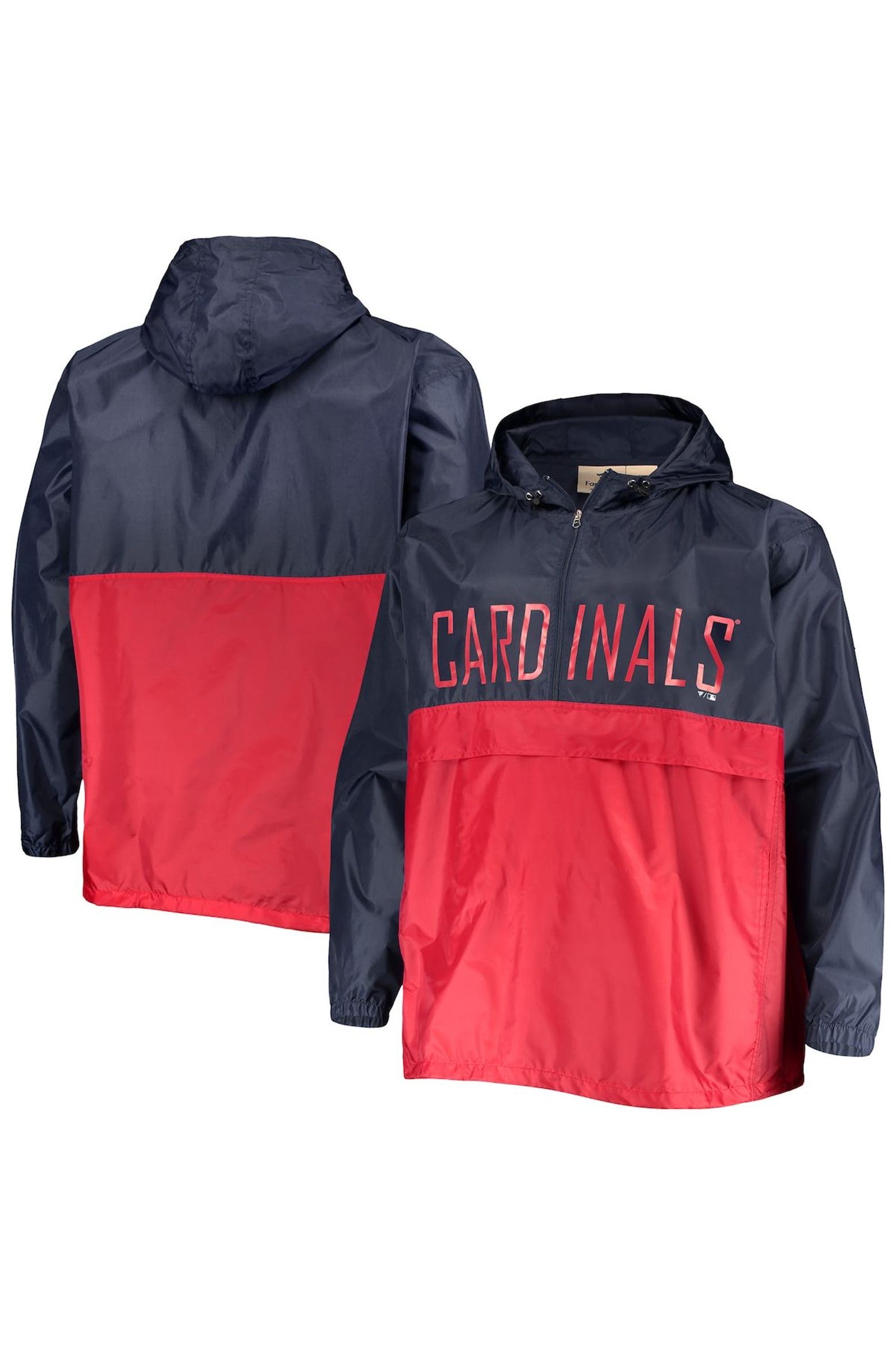 Half Check Coverage PROFILE Men's Navy/Red St. Louis Cardinals Big & Tall Split Body Anorak ...