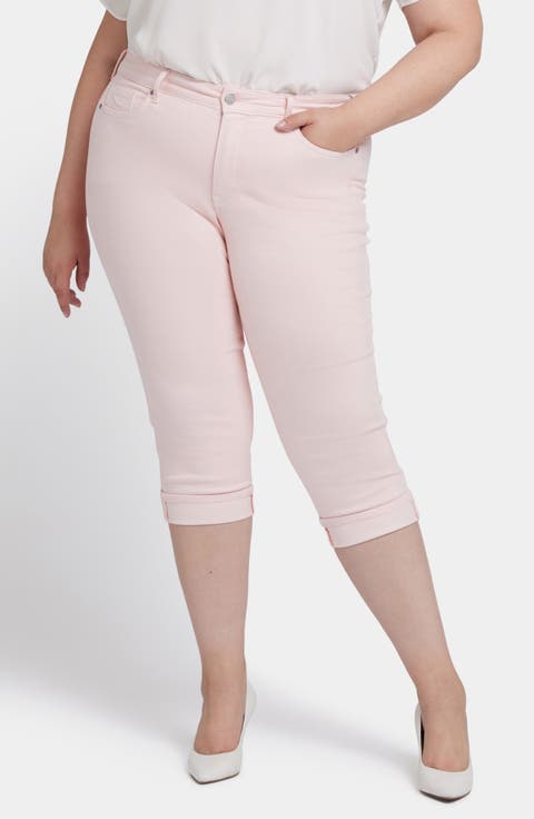 Marilyn Cool Embrace® Cuff Crop Straight Leg Jeans (Pearl Grey) (Plus Size)