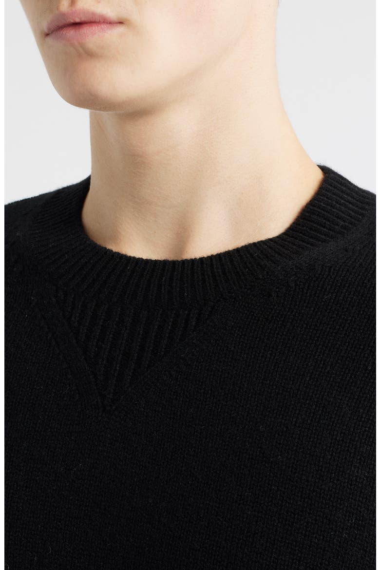 Elbow Patch Wool & Cashmere Sweater, Alternate, color, BLACK