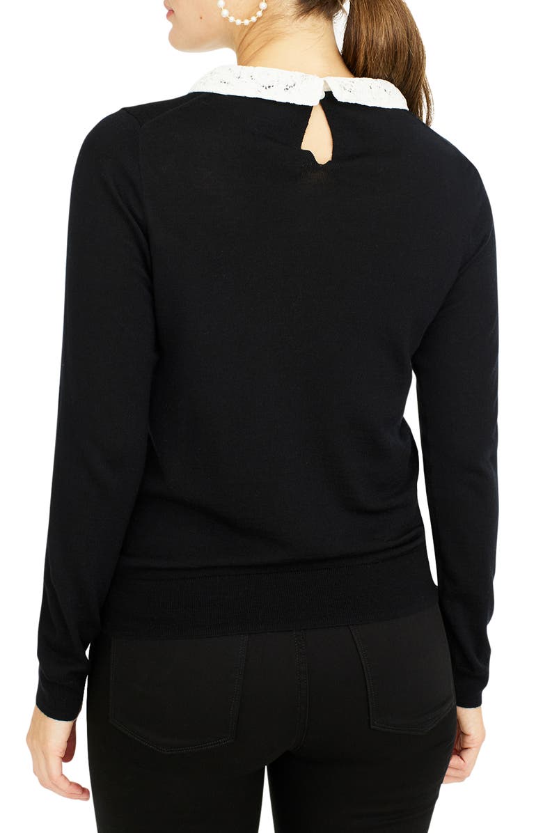 J.Crew Tippi Sweater with Lace Collar, Alternate, color,