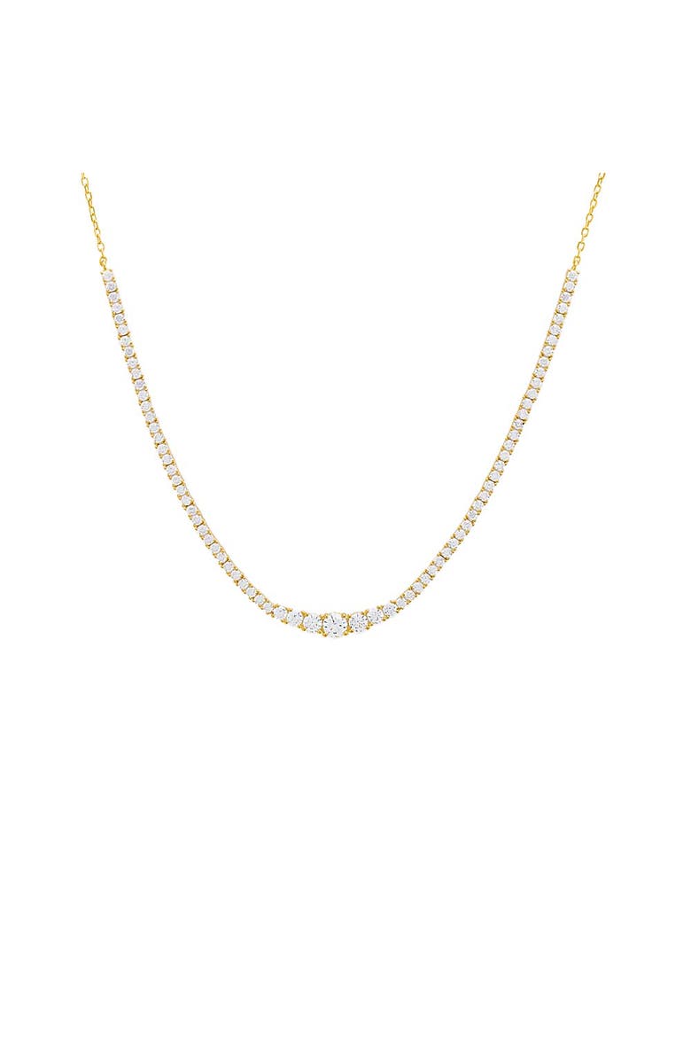CZ Half Graduated Tennis Necklace, Main, color, Gold