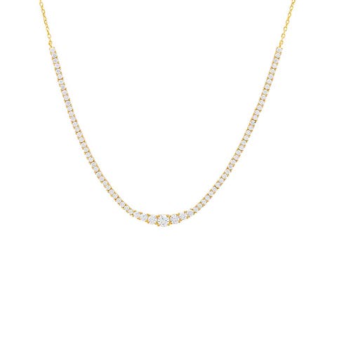 CZ Half Graduated Tennis Necklace