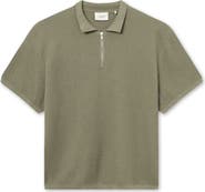 FORET Moment Half Zip Organic Cotton Polo Sweater