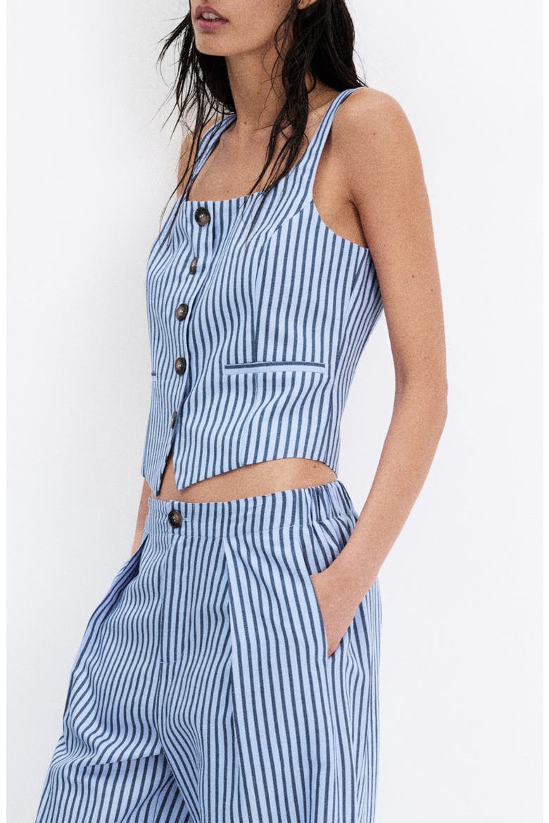 Striped Buttoned Vest, Main, color, SKY BLUE