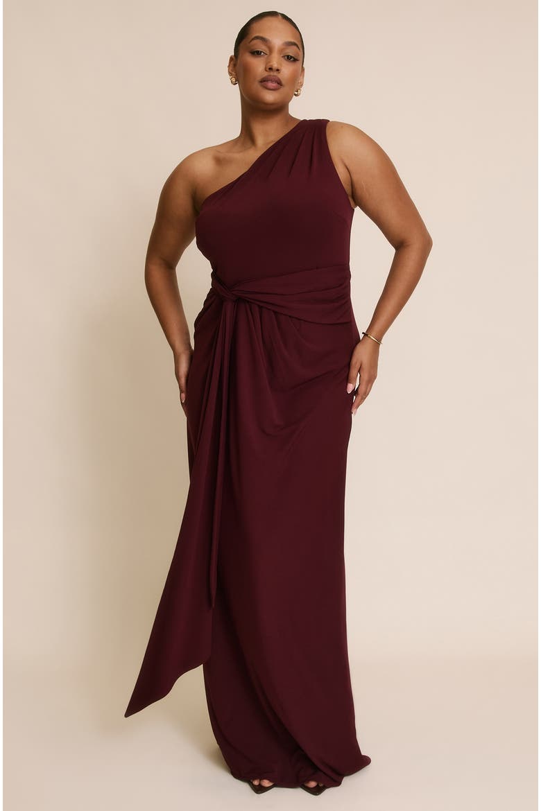 Andie One Shoulder Stretch Maxi Dress, Alternate, color, Merlot