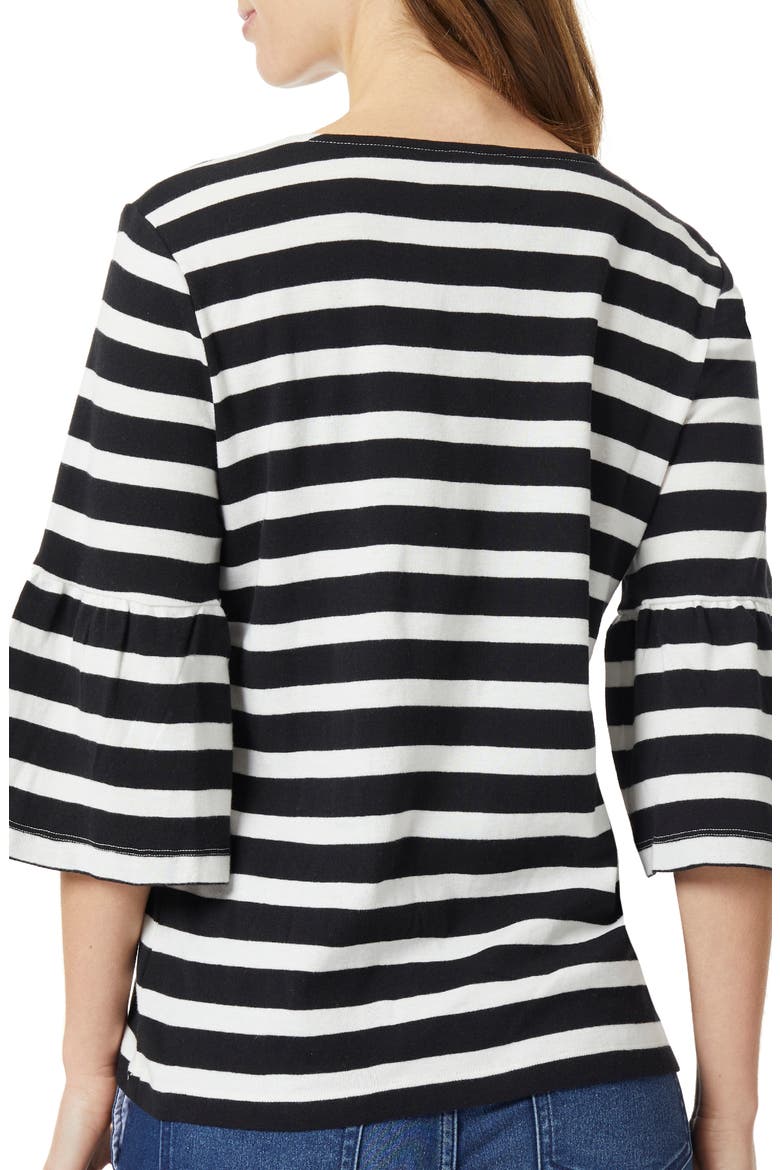Stripe Flounce Sleeve Cotton Top, Alternate, color, NYC WHITE/ JONES BLACK