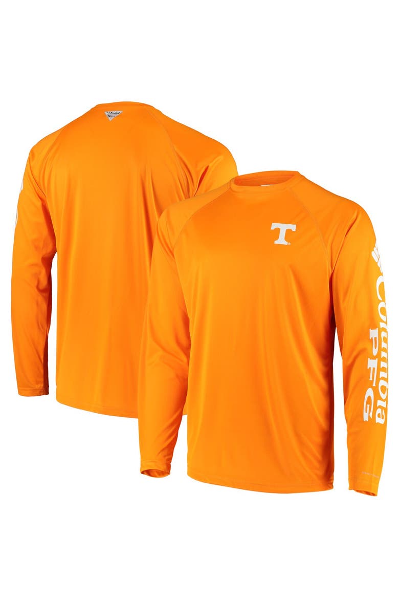 Men's Columbia Tennessee Orange Tennessee Volunteers Terminal Tackle Omni-Shade Raglan Long Sleeve T-Shirt, Main, color, Tennessee Orange