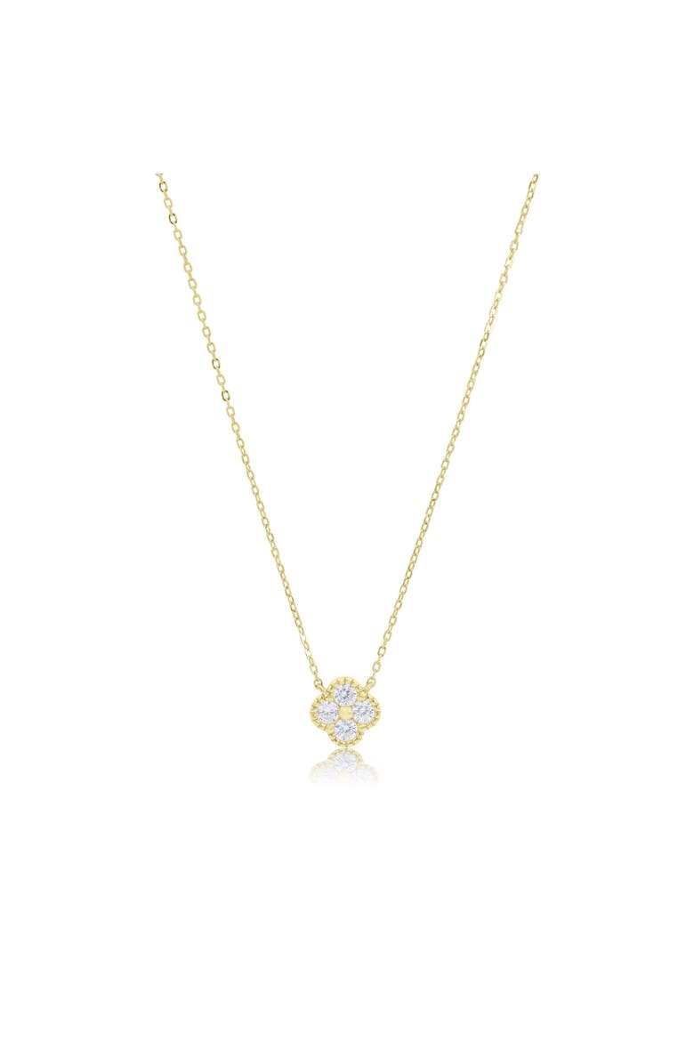 CZ Single Clover Necklace, Main, color, Gold-Plated Sterling Silver