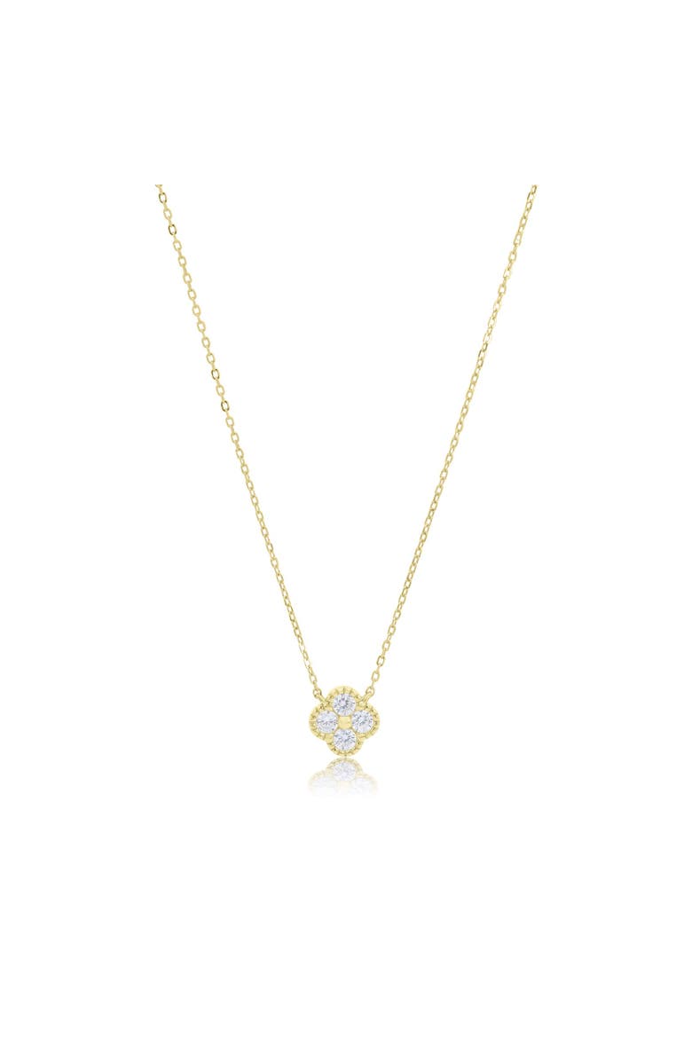 The Lovery Fine Jewelry CZ Single Clover Necklace, Main, color, Gold-Plated Sterling Silver