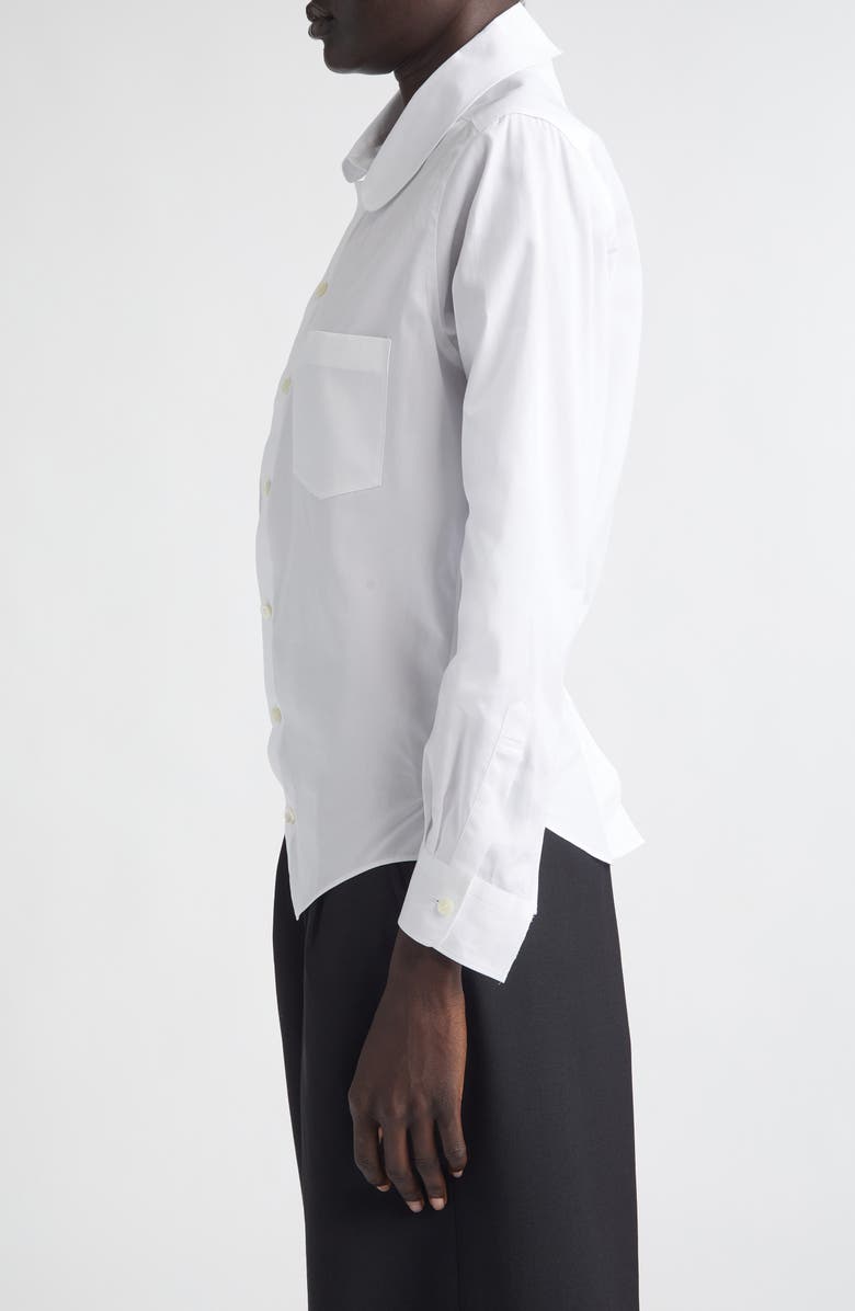 Junya Watanabe Asymmetric Cotton Broadcloth Button-Up Shirt, Alternate, color, White