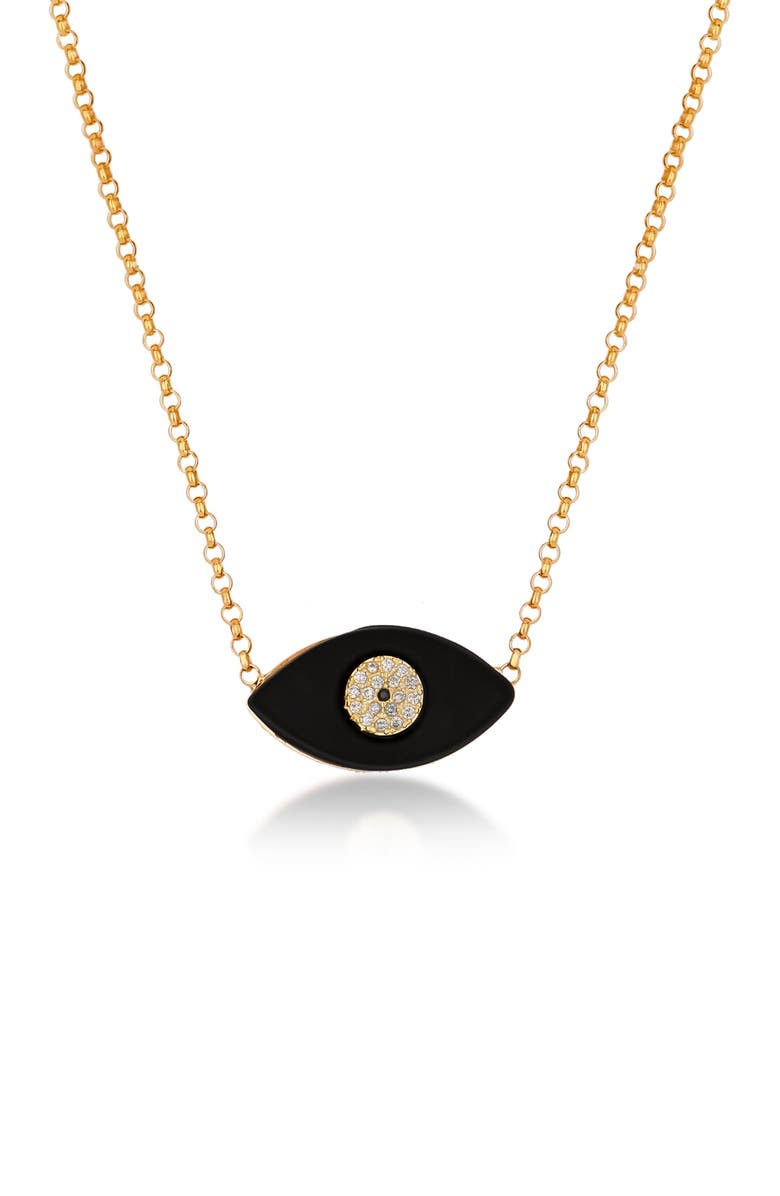SPHERA MILANO CZ Enamel Evil Eye Necklace, Main, color, Gold