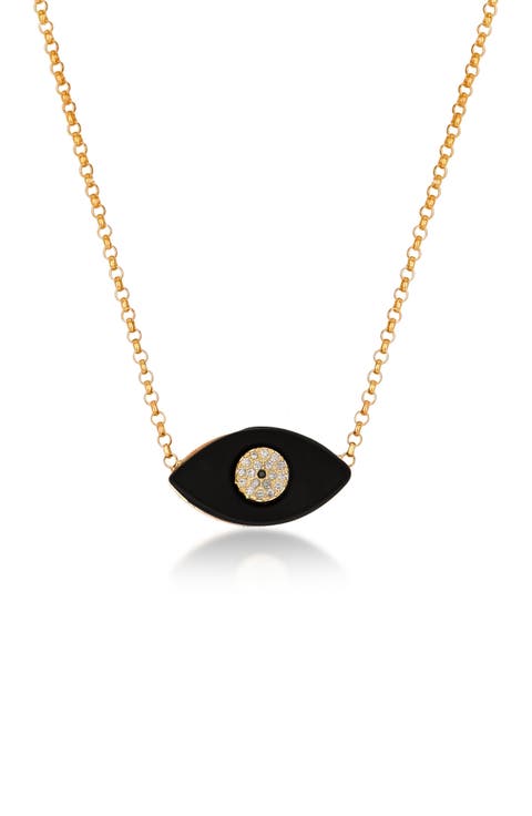 CZ Enamel Evil Eye Necklace