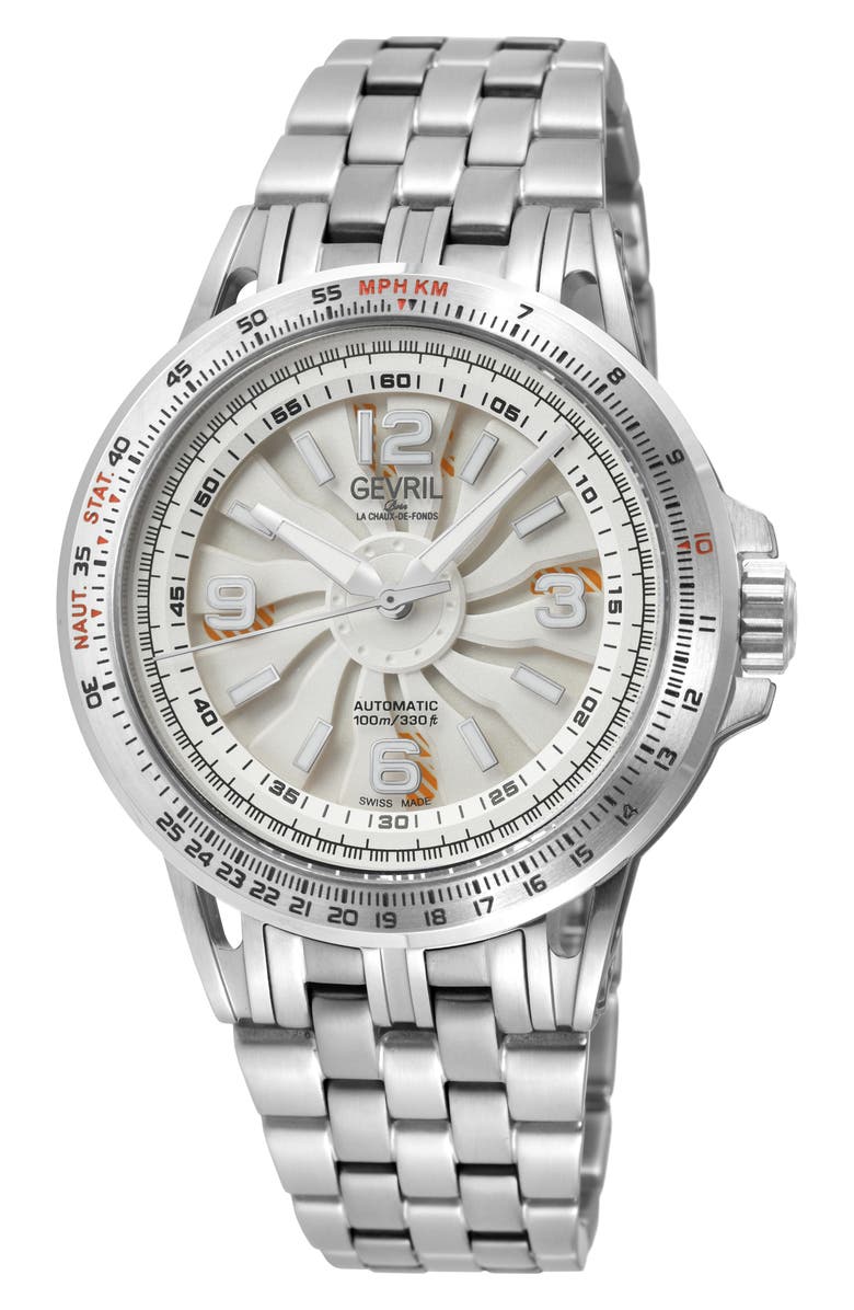 GEVRIL Wind Master Automatic Bracelet Watch, 44mm, Main, color, Silver