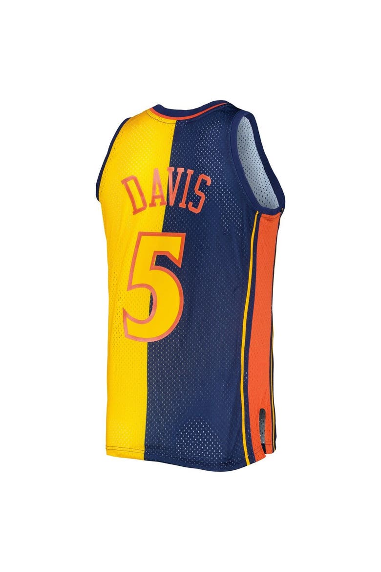 Men's Mitchell & Ness Baron Davis Navy/Gold Golden State Warriors Hardwood Classics 2006/07 Split Swingman Jersey, Alternate, color, Navy