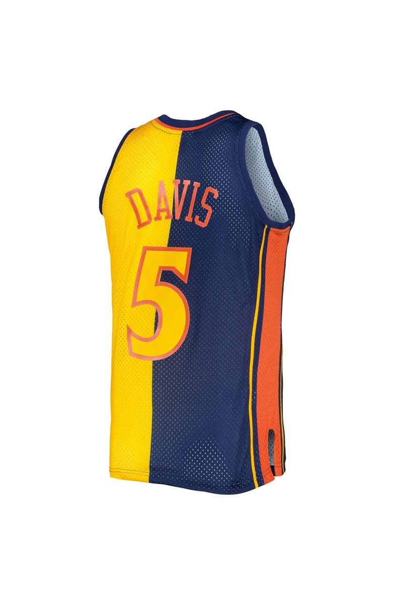Mitchell & Ness Men's Mitchell & Ness Baron Davis Navy/Gold Golden State Warriors Hardwood Classics 2006/07 Split Swingman Jersey, Alternate, color,