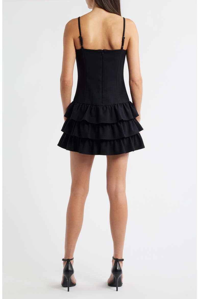 Whisper Tiered Ruffle Minidress, Alternate, color, BLACK