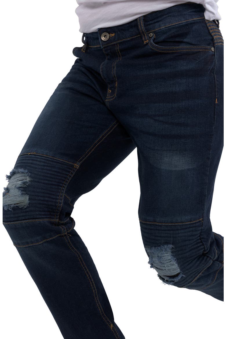 Stretch Moto Skinny Jeans - 30-32" Inseam, Alternate, color, DARK BLUE