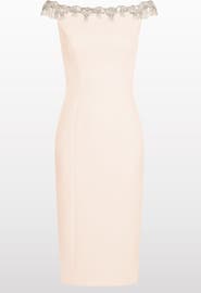 Jenny Packham Valorie Beaded Off-Shoulder Midi Dress