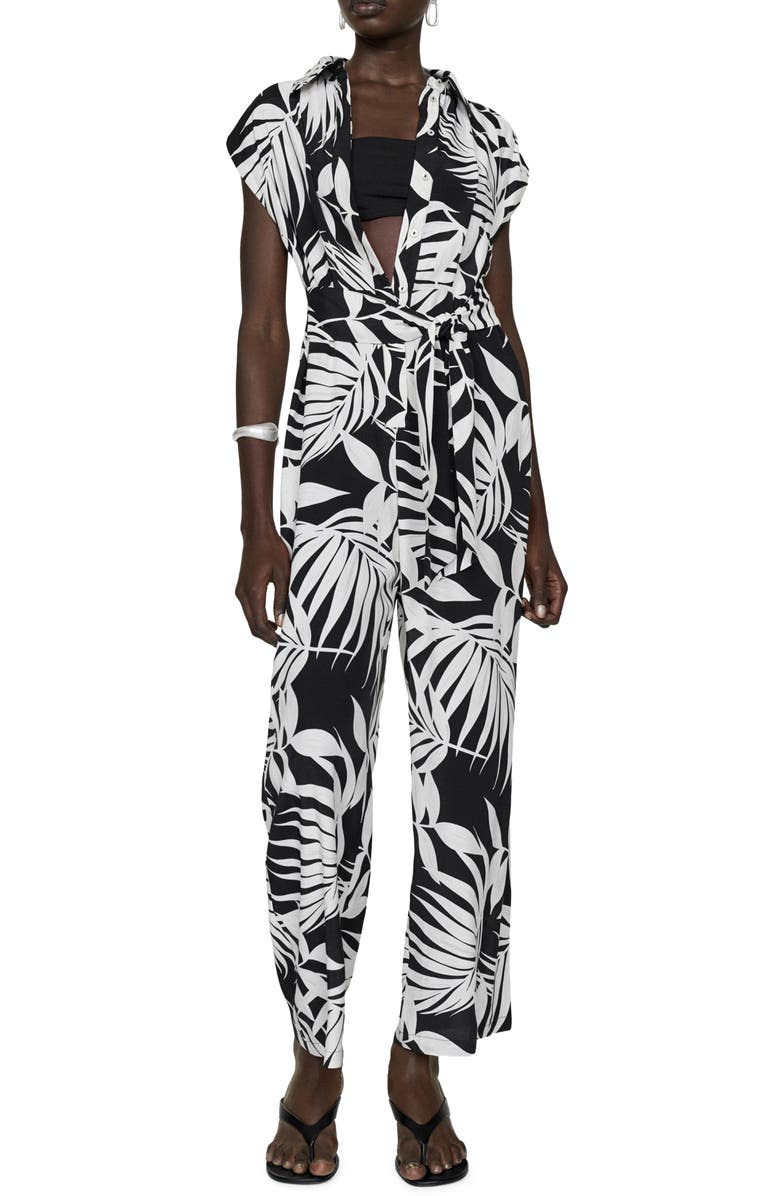 MANGO Print Tie Waist Jumpsuit, Main, color,