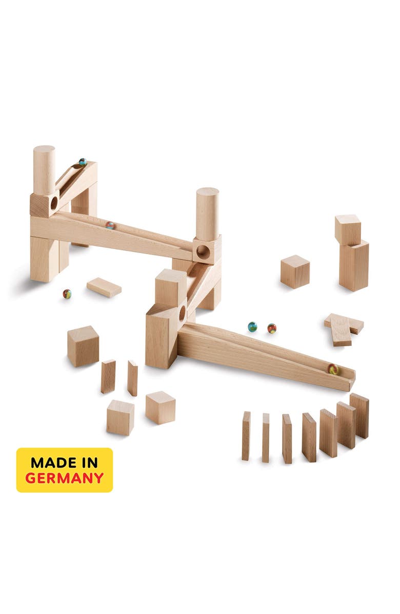 HABA Wooden Marble Run Ball Track Building Set for 3-10 Year Olds, STEM Toy with 44-Piece Wooden Track and Marbles, Montessori Toys for 3-5 Year Olds, Alternate, color, Multi