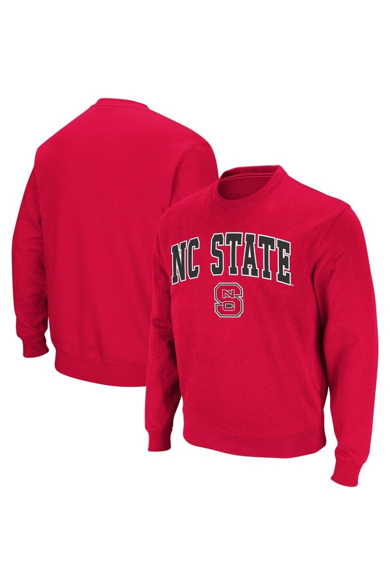 Men's Colosseum Red NC State Wolfpack Arch & Logo Crew Neck Sweatshirt, Alternate, color, Red
