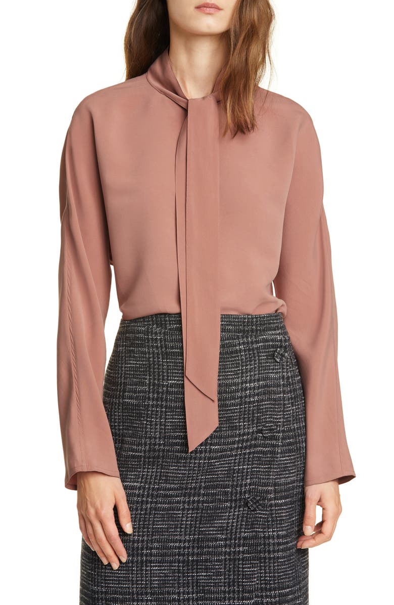 Club Monaco Tie Neck Top, Main, color, 