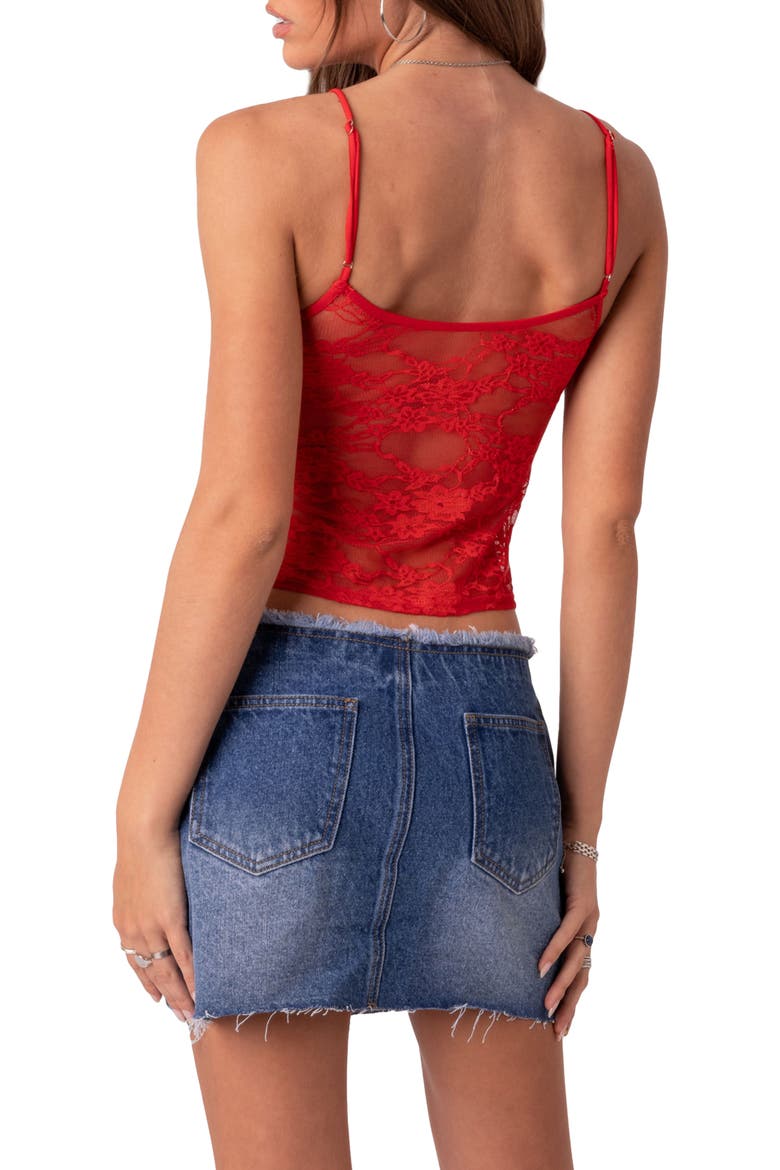Gianna Sheer Lace Camisole, Alternate, color, RED