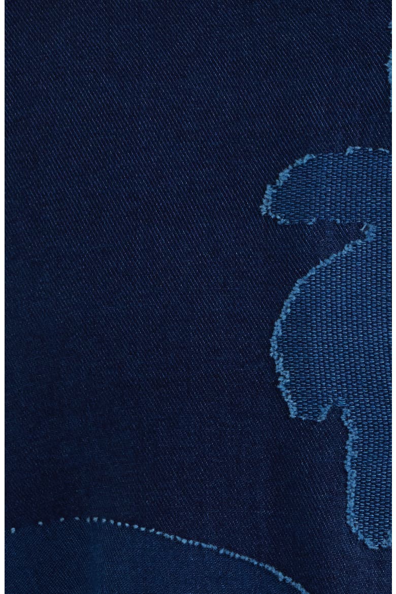 Destination Indigo Palm Tree Print Cotton Jacquard Camp Shirt, Alternate, color, DARK INDIGO
