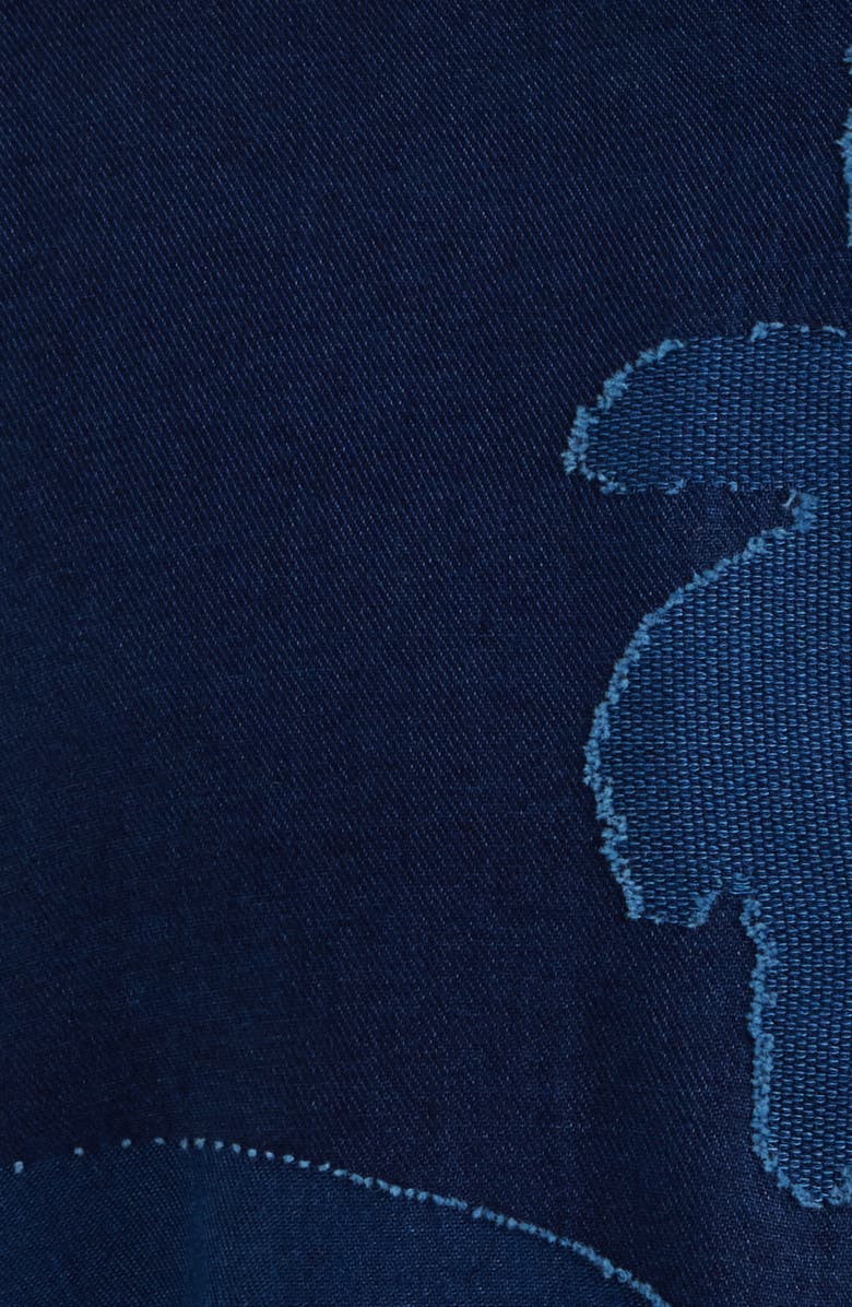 Tommy Bahama Destination Indigo Palm Tree Print Cotton Jacquard Camp Shirt, Alternate, color, Dark Indigo