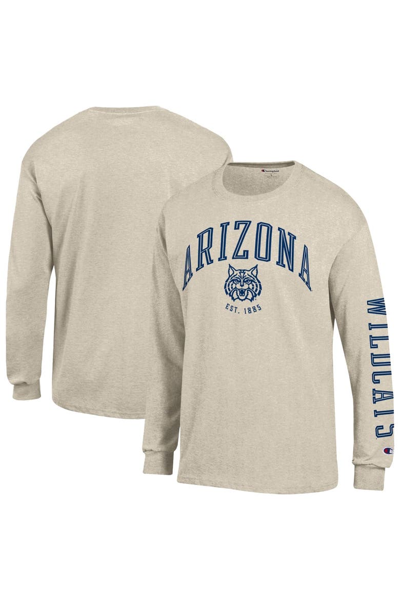 Men's Champion  Heather Oatmeal Arizona Wildcats Neutral Arch Long-Sleeve T-Shirt, Main, color, Oatmeal