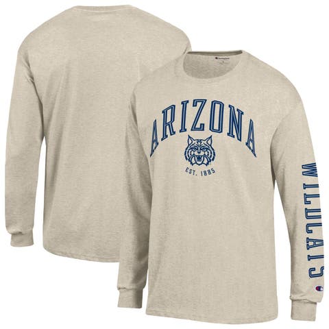 Men's Champion  Heather Oatmeal Arizona Wildcats Neutral Arch Long-Sleeve T-Shirt