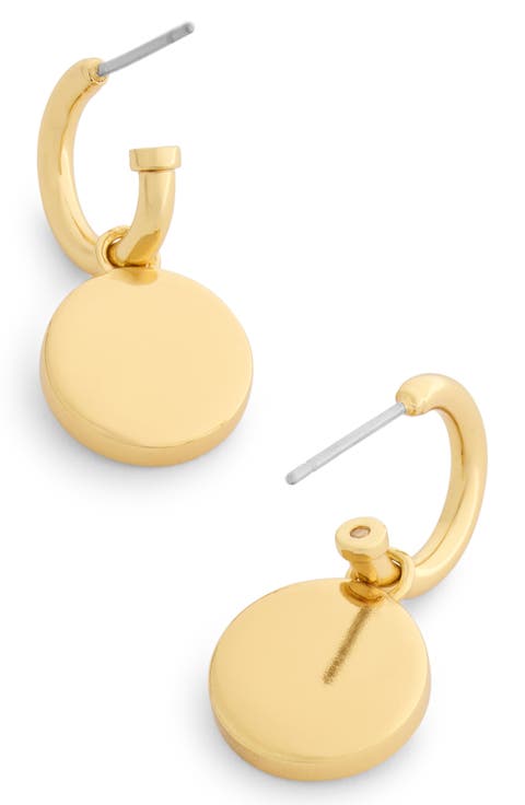 Enamel C Huggie Drop Earrings