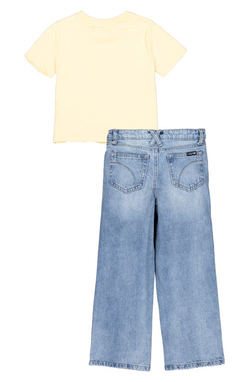 Joe's Kids' Ruched T-shirt & Wide Leg Jeans Set In Blue