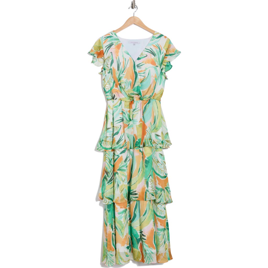 Julia Jordan Flutter Sleeve Tiered Maxi Dress