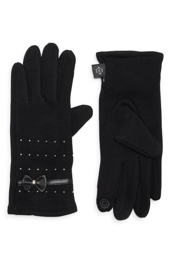 Nanette Lepore Studded Bow Gloves In Black