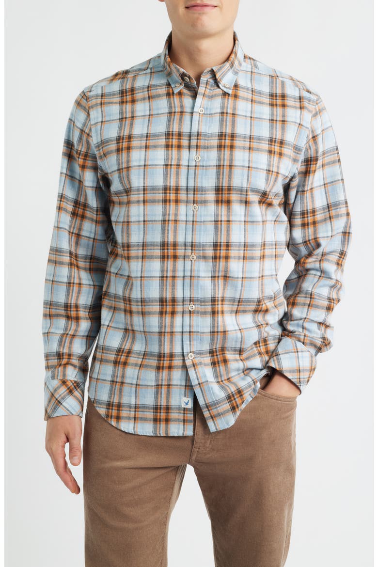 Winstead Modern Fit Plaid Cotton Button-Up Shirt, Main, color, GOLDEN