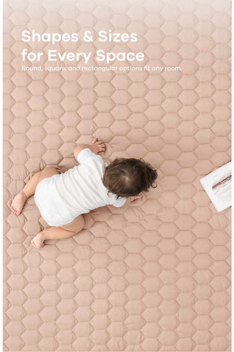 Premium Play Mat with Non-Slip Bottom, Rectangle, Alternate, color, Blush