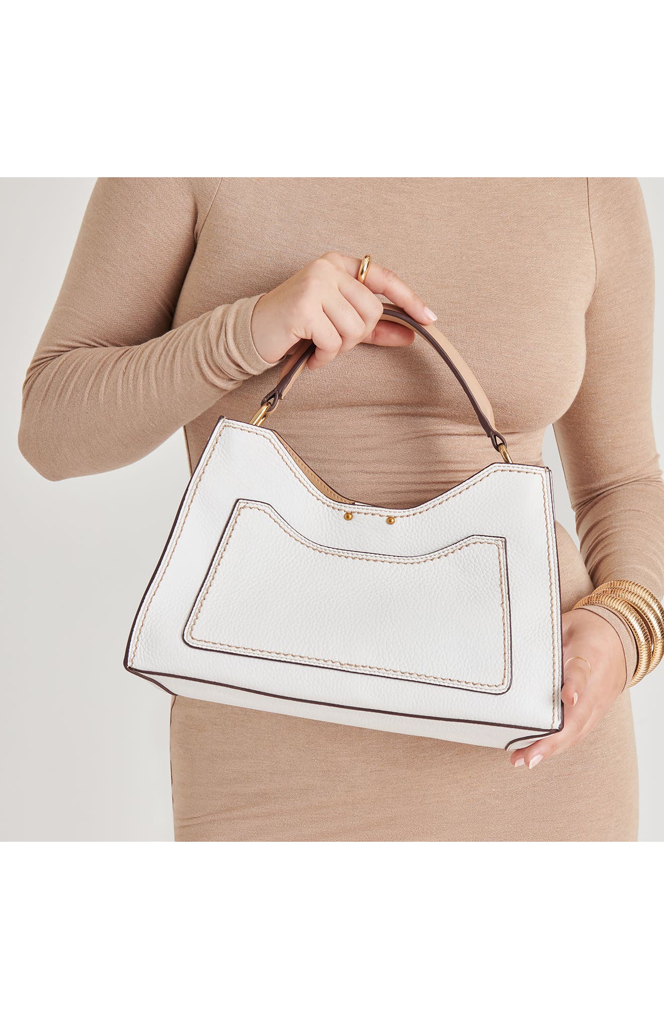 Dolce Vita Tarifa Leather Top Handle Bag, Alternate, color, White