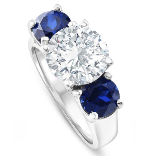 Bliss Diamond Certified 4ct Diamond & Blue Sapphire Engagement Ring 14k Gold Lab Grown In 14k White Gold