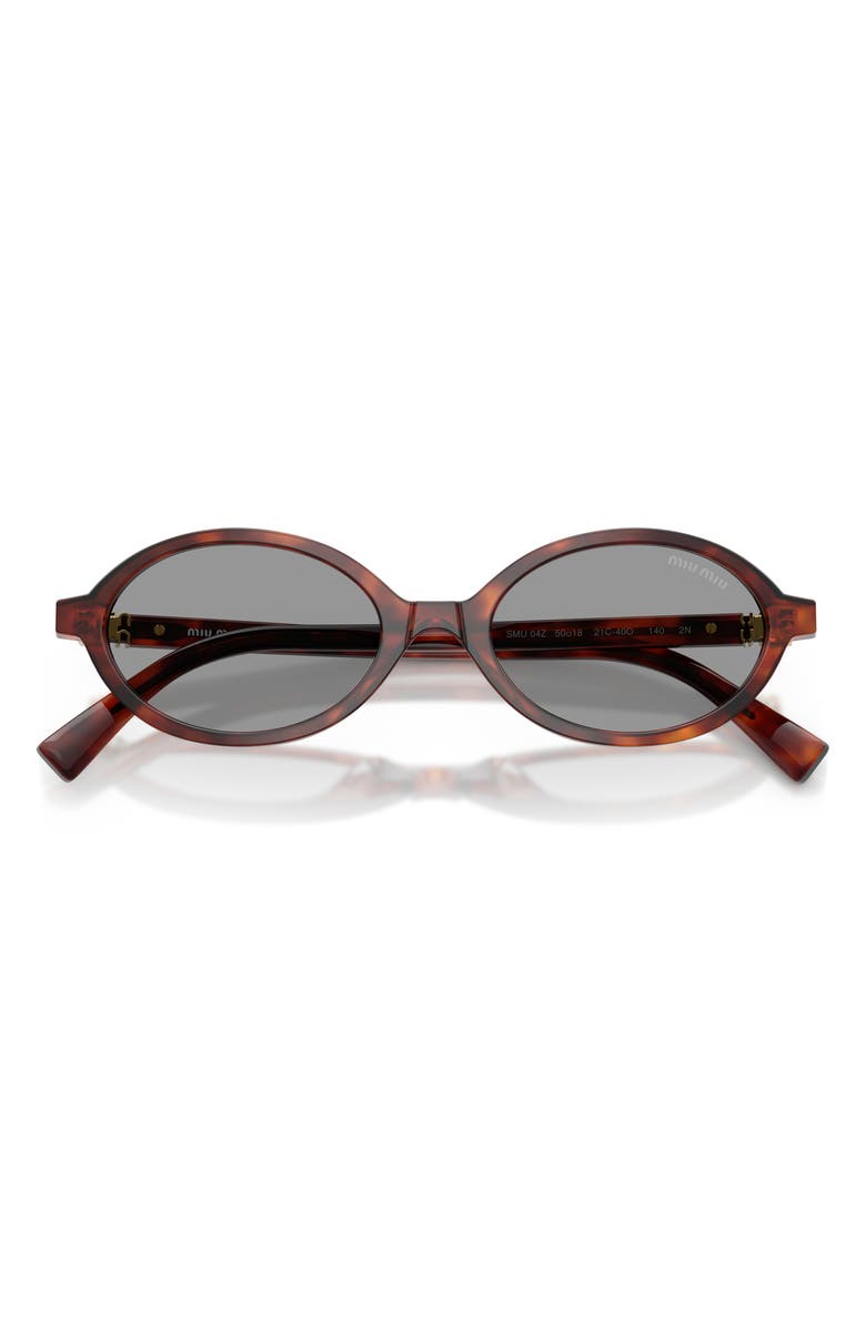 Miu Miu 50mm Oval Sunglasses, Alternate, color, Havana Mahogany / Grey