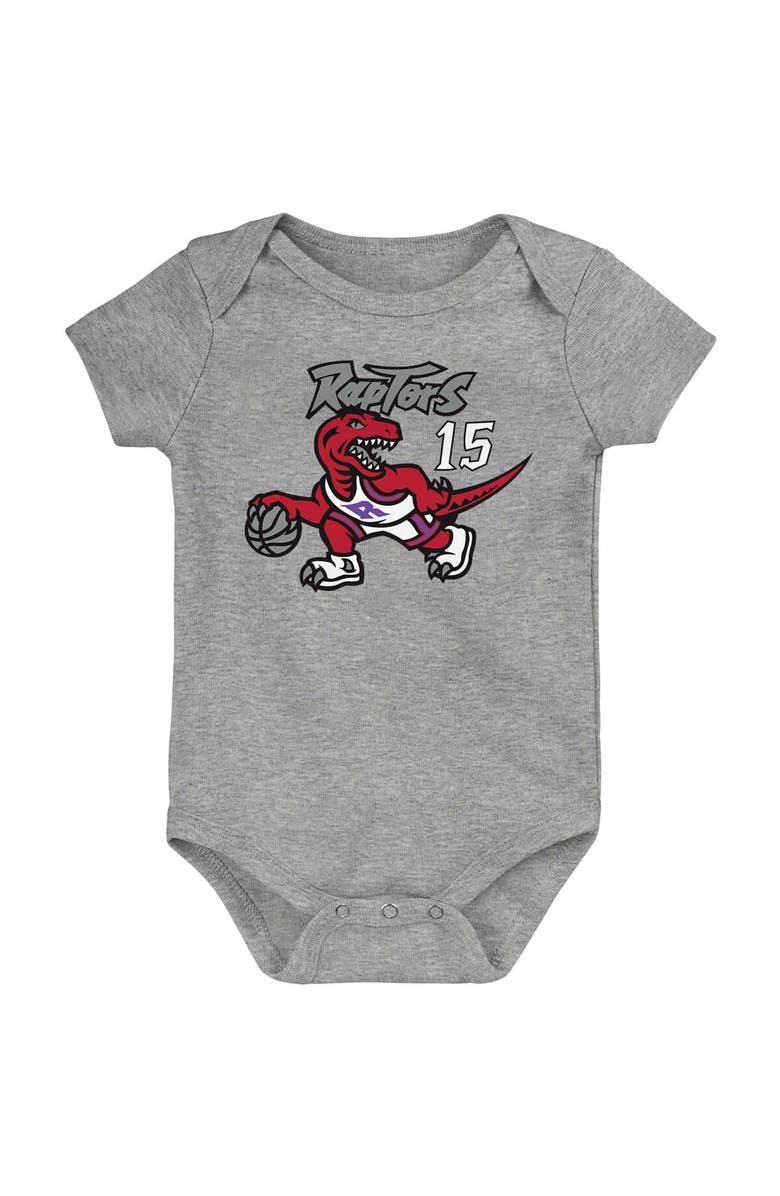 Mitchell & Ness Infant Mitchell & Ness Vince Carter Heathered Gray Toronto Raptors Hardwood Classics Name & Number Bodysuit, Alternate, color, 