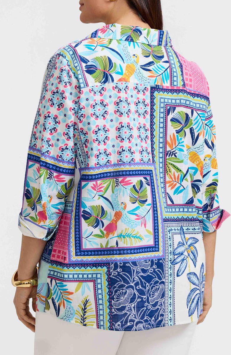 Foxcroft Julia Print Popover Shirt, Alternate, color, Blue Multi