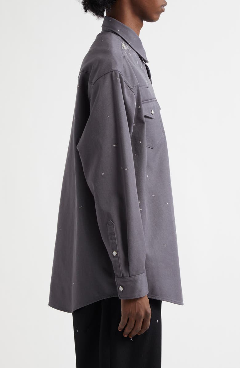 Undercover Cross Embroidered Western Twill Snap-Up Shirt, Alternate, color,