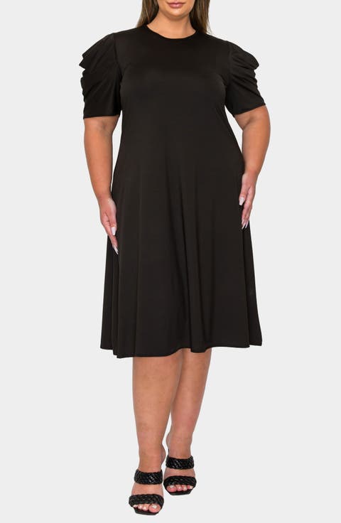 Aleyna Puff Sleeve A-Line Dress (Plus)