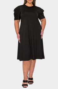 L I V D Aleyna Puff Sleeve A-Line Dress