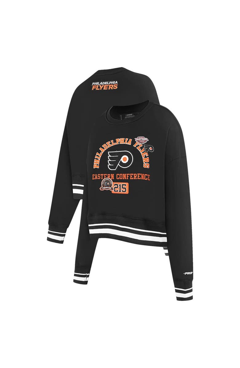 PRO STANDARD Women's Pro Standard  Black Philadelphia Flyers Area Code Cropped Pullover Sweatshirt, Main, color, Black