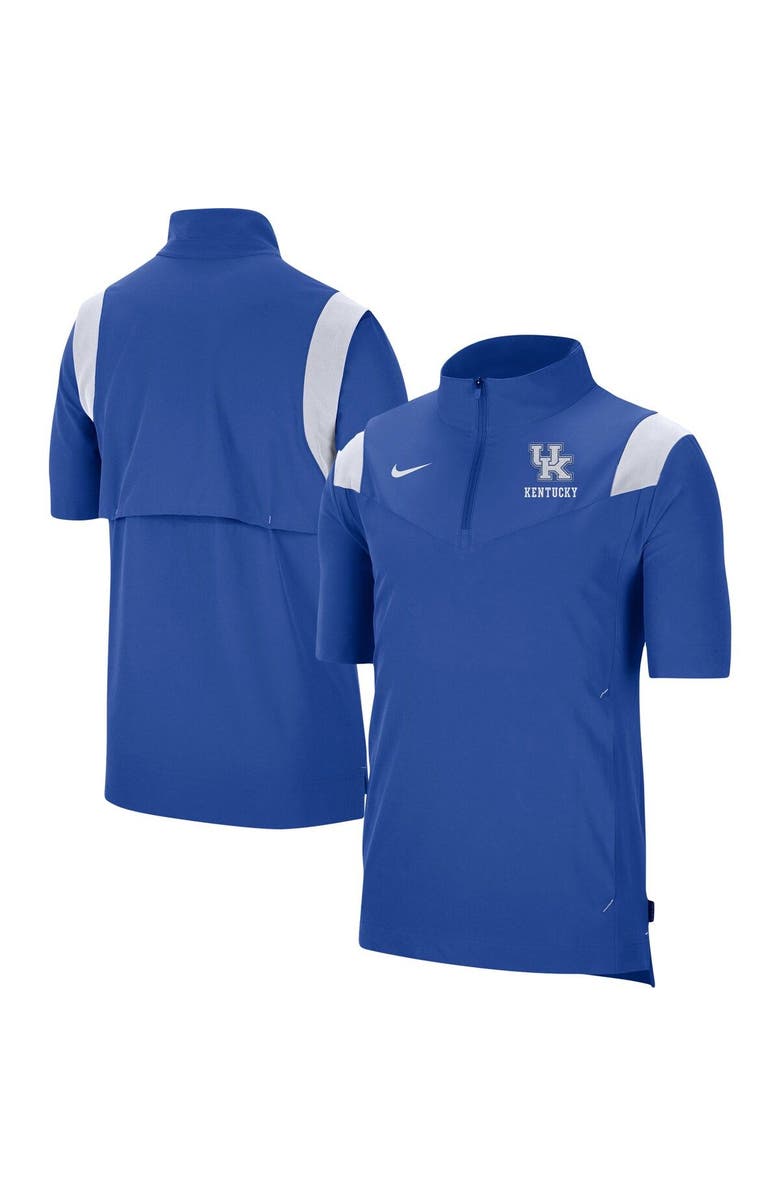 Nike Men's Nike Royal Kentucky Wildcats Coach Short Sleeve Quarter-Zip Jacket, Main, color, 