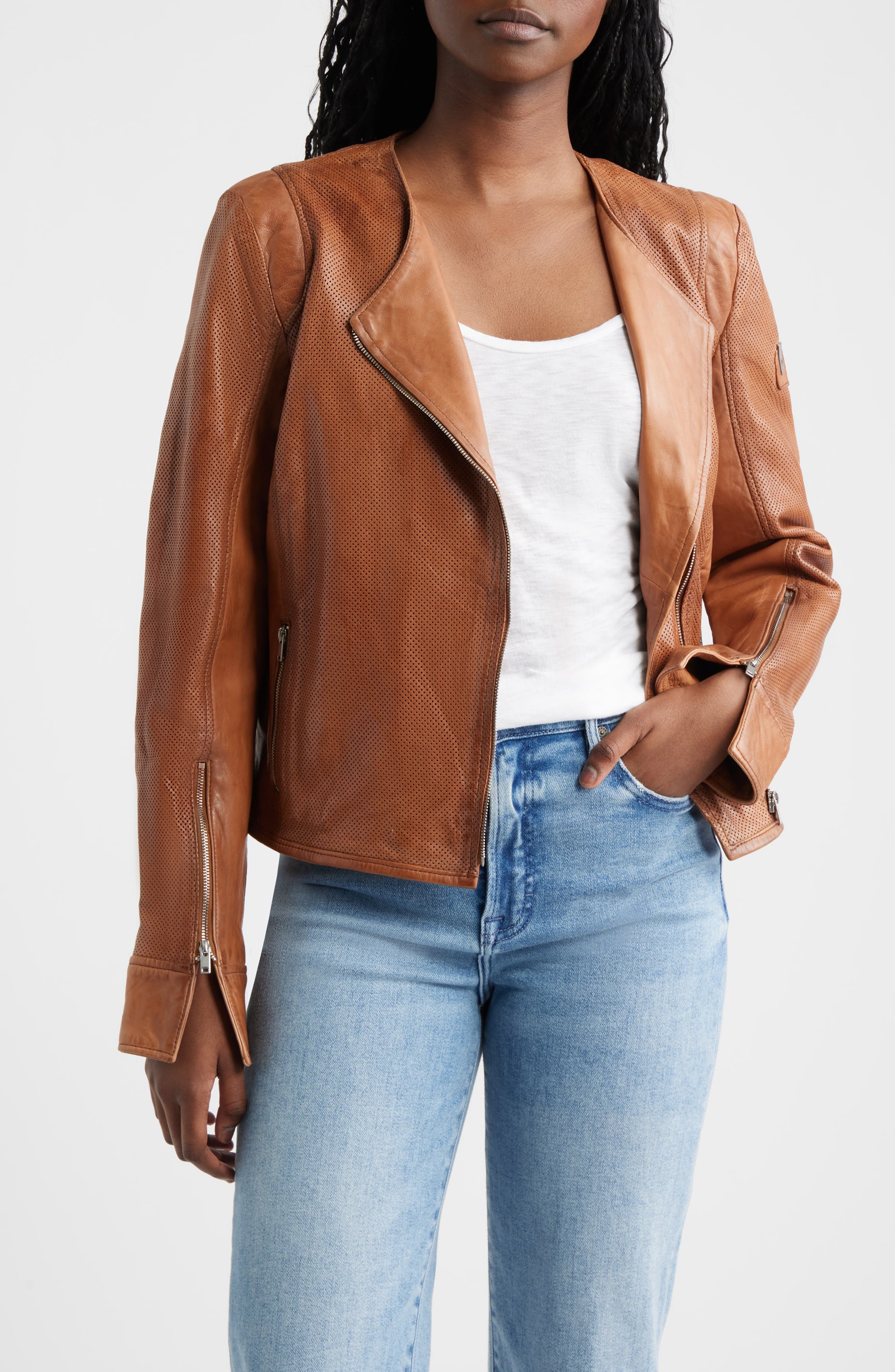 Athena Perforated Leather Jacket