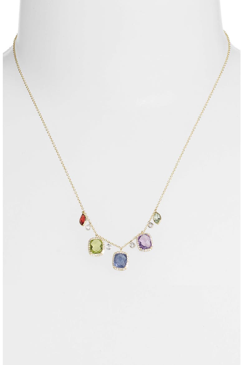 Semiprecious Stone & Diamond Necklace, Alternate, color, YELLOW GOLD